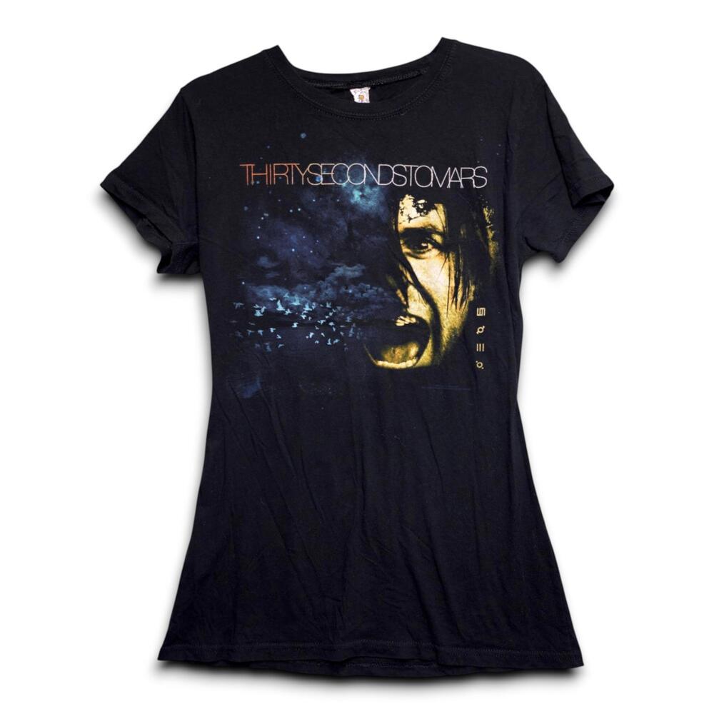 Thirty‎ Seconds To Mars Graphic T Shirt Black Short Sleeve Band Tee